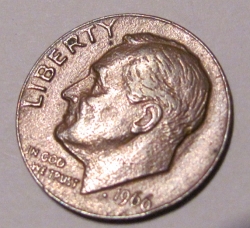 1966-Dime-Core-Only-Missing-Copper-Nickel-Layers!
